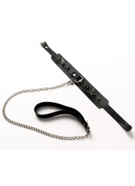 Черный ошейник с шипами и поводком - Crazy Handmade - купить с доставкой в Майкопе