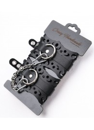 Ажурные наручники из черной кожи - Crazy Handmade - купить с доставкой в Майкопе