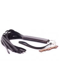 Черная кожаная плеть с удобной ручкой - 50 см. - Crazy Handmade - купить с доставкой в Майкопе