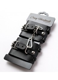 Черные кожаные наручники с ремешками - Crazy Handmade - купить с доставкой в Майкопе