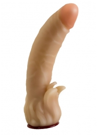 Телесная гелевая насадка-фаллос с клиторальными лепестками - 18,5 см. - LOVETOY (А-Полимер) - купить с доставкой в Майкопе