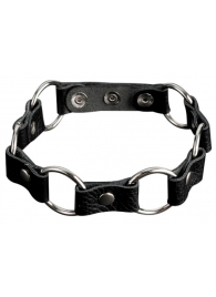 Кожаный черный ошейник с кольцами - Sitabella - купить с доставкой в Майкопе