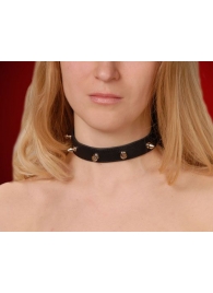 Узкий чёрный ошейник с шипами - Sitabella - купить с доставкой в Майкопе