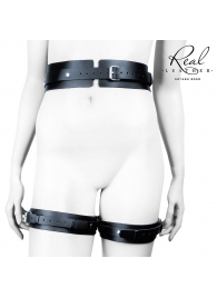 Черный кожаный пояс с гартерами - S-M - Notabu - купить с доставкой в Майкопе