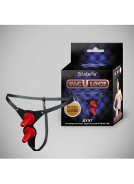 Чёрные кожаные трусики с двумя штырьками для насадок - Sitabella - купить с доставкой в Майкопе