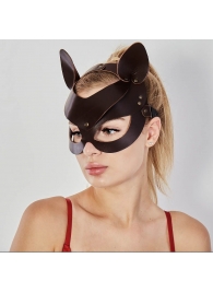 Коричневая кожаная маска  Кошечка - Sitabella - купить с доставкой в Майкопе