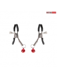 Серебристые зажимы на соски с шариками - Notabu - купить с доставкой в Майкопе