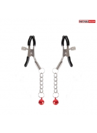 Серебристые зажимы на соски с шариками на цепочках - Notabu - купить с доставкой в Майкопе