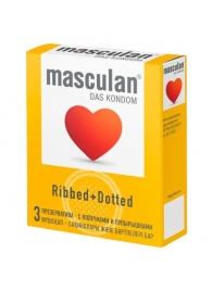 Презервативы с колечками и пупырышками Masculan Ribbed+Dotted - 3 шт. - Masculan - купить с доставкой в Майкопе