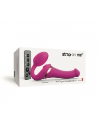 Ярко-розовый безремневой страпон Multi Orgasm Size S с клиторальной стимуляцией - Strap-on-me - купить с доставкой в Майкопе