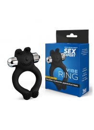 Черное силиконовое эрекционное виброкольцо Sex Expert - Sex Expert - в Майкопе купить с доставкой