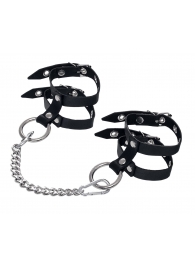 Черные однослойные кожаные оковы из двух ремешков - Pecado - купить с доставкой в Майкопе