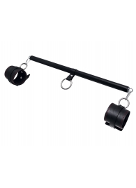 Черная распорка для ног с кожаными манжетами - Pecado - купить с доставкой в Майкопе