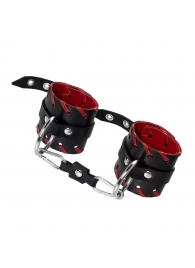 Черно-красные наручники из натуральной кожи - Pecado - купить с доставкой в Майкопе
