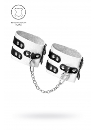 Бело-черные оковы с двумя ремешками и люверсами - Pecado - купить с доставкой в Майкопе