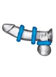Комплект из трех голубых эрекционных колец 3-Pack Ribbed Rider Cock Ring Set - BlueLine - в Майкопе купить с доставкой