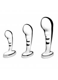 Набор из 3 стальных стимуляторов простаты Stainless Steel P-spot Training Set - b-Vibe - в Майкопе купить с доставкой