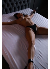 Черный кожаный набор фиксации на кровати Sex Game - БДСМ Арсенал - купить с доставкой в Майкопе