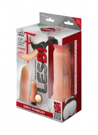 Телесный страпон Harness LESBI с вагинальной пробкой - 16,5 см. - LOVETOY (А-Полимер) - купить с доставкой в Майкопе