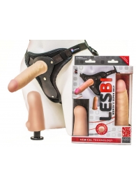 Телесный страпон Harness LESBI с вагинальной пробкой - 16,5 см. - LOVETOY (А-Полимер) - купить с доставкой в Майкопе
