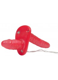 Красный женский страпон с вагинальной пробкой Bad Kitty - 18 см. - Orion - купить с доставкой в Майкопе