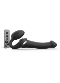 Черный безремневой страпон Multi Orgasm Size M с клиторальной стимуляцией - Strap-on-me - купить с доставкой в Майкопе