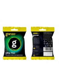 Ультратонкие презервативы Ganzo Ultra thin в мягкой упаковке - 3 шт. - Ganzo - купить с доставкой в Майкопе