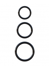Набор из трех черных эрекционных колец Silicone 3-Ring Stamina Set - Pipedream - в Майкопе купить с доставкой