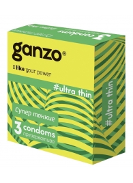 Ультратонкие презервативы Ganzo Ultra thin - 3 шт. - Ganzo - купить с доставкой в Майкопе