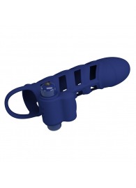 Синяя насадка на пенис Powerful Ring - 18,8 см. - Baile - в Майкопе купить с доставкой