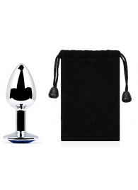 Анальное украшение BUTT PLUG  Small с синим кристаллом - 7 см. - Anal Jewelry Plug - купить с доставкой в Майкопе