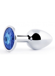Анальное украшение BUTT PLUG  Small с синим кристаллом - 7 см. - Anal Jewelry Plug - купить с доставкой в Майкопе