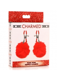 Красные зажимы на соски с помпонами Pom Pom - XR Brands - купить с доставкой в Майкопе