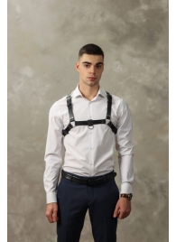 Черная мужская кожаная портупея №4 - БДСМ Арсенал - купить с доставкой в Майкопе