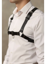 Черная мужская кожаная портупея №4 - БДСМ Арсенал - купить с доставкой в Майкопе