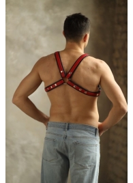Черно-красная мужская портупея Black-Red - БДСМ Арсенал - купить с доставкой в Майкопе