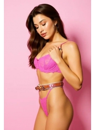 Эффектный розовый пояс из голографической эко-кожи - БДСМ Арсенал - купить с доставкой в Майкопе