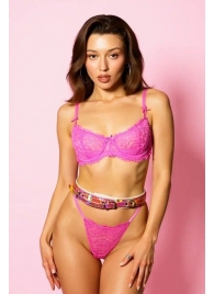 Эффектный розовый пояс из голографической эко-кожи - БДСМ Арсенал - купить с доставкой в Майкопе