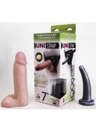 Страпон-унисекс с двумя насадками UNI strap 7  Harness - 19 и 16 см. - LOVETOY (А-Полимер) - купить с доставкой в Майкопе