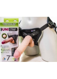 Страпон-унисекс с двумя насадками UNI strap 7  Harness - 19 и 16 см. - LOVETOY (А-Полимер) - купить с доставкой в Майкопе