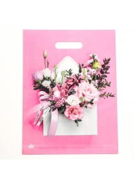 Розовый пакет с цветочным принтом и вырубной ручкой (40х31 см) - Сима-Ленд - купить с доставкой в Майкопе