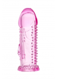 Розовая насадка на пенис с шипиками и коготком - 13,5 см. - A-toys - в Майкопе купить с доставкой
