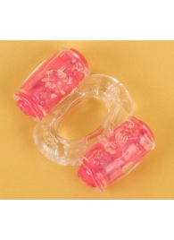 Прозрачное виброкольцо с двумя вибропульками - Toyfa Basic - в Майкопе купить с доставкой