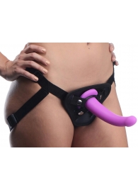 Лиловый поясной страпон Navigator Silicone G-Spot Dildo with Harness - 17,8 см. - XR Brands - купить с доставкой в Майкопе