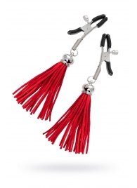 Зажимы на соски «Прищепки» с красными кисточками из замши - Pecado - купить с доставкой в Майкопе