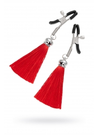 Зажимы на соски «Прищепки» с красными кисточками из шелка - Pecado - купить с доставкой в Майкопе