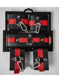 Черно-красный набор фиксаций: наручники, оковы и ошейник - Crazy Handmade - купить с доставкой в Майкопе