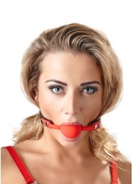 Силиконовый кляп-шар на чёрных ремешках Red Gag silicone - Orion - купить с доставкой в Майкопе
