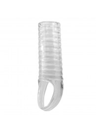 Прозрачная насадка на пенис с ребрышками и подхватом мошонки - Baile - в Майкопе купить с доставкой