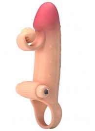 Телесная вибронасадка на пенис с подхватом мошонки - 20 см. - Baile - в Майкопе купить с доставкой